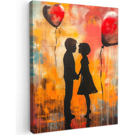 QUADRO SU TELA Street art - Amore - Graffiti - Arte - Banksy 60x80 cm