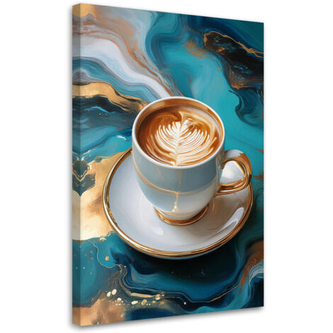 Quadro su tela, Tazza di caffà¨ Marmo turchese - 80x120