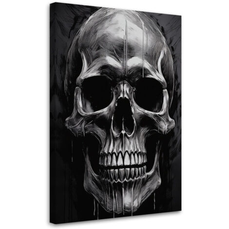 Quadro su tela, Teschio Bianco e nero - 60x90
