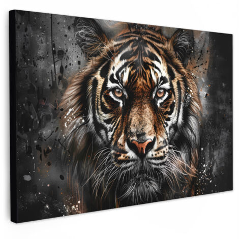 QUADRO SU TELA Tigre - Animali - Ritratto - Lusso - Nero 30x20 cm