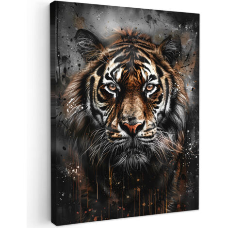 QUADRO SU TELA Tigre - Animali - Ritratto - Lusso - Nero 60x80 cm
