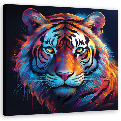 Quadro su tela, Tigre Pop Art Colore - 40x40