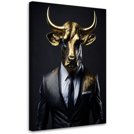 Quadro su tela, Toro Animali in abiti - 40x60