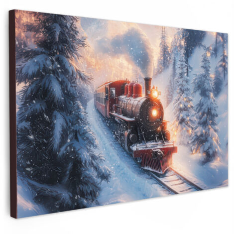 QUADRO SU TELA Treno di Natale - Neve - Inverno - Natale 30x20 cm