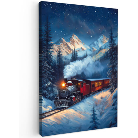 QUADRO SU TELA Treno - Natale - Neve - Treno di Natale 20x30 cm