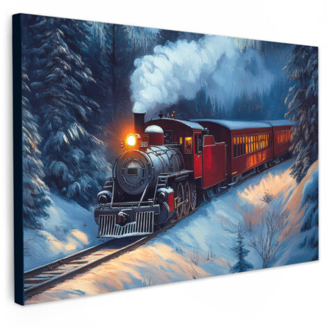 QUADRO SU TELA Treno - Natale - Neve - Treno di Natale 30x20 cm