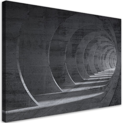 Quadro su tela, Tunnel 3D grigio - 60x40