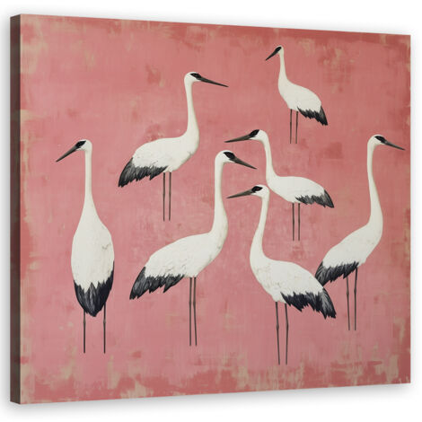 Quadro su tela, Uccelli Gru Rosa - 30x30
