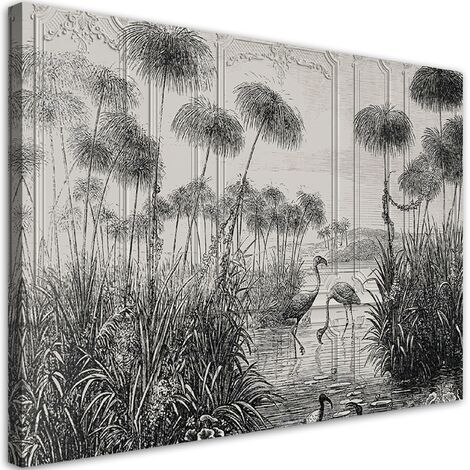 Quadro su tela, Uccelli nello stagno - 90x60