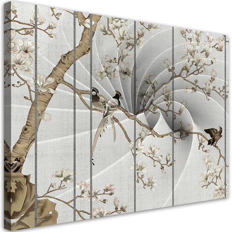 Quadro su tela, Uccelli sull'albero magnolia - 60x40