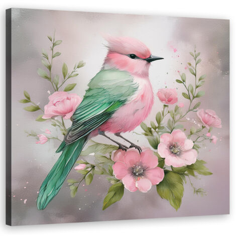 Quadro su tela, Uccello Animali Shabby Chic - 30x30