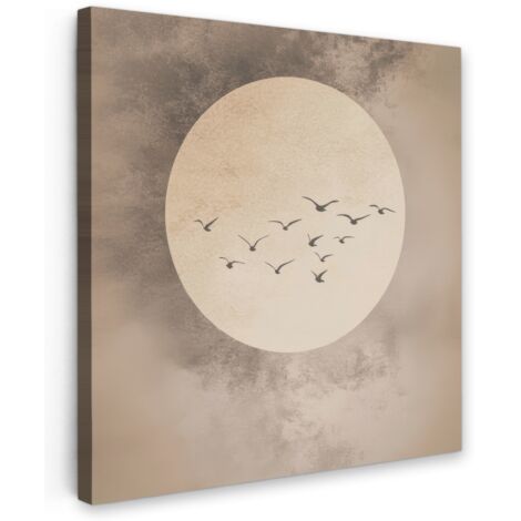 QUADRO SU TELA Uccello - Beige - Giapponese 20x20 cm
