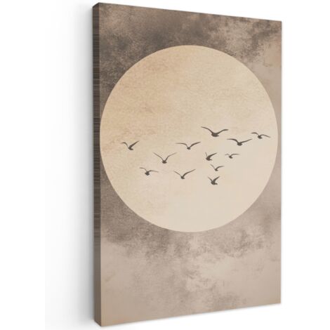 QUADRO SU TELA Uccello - Beige - Giapponese 40x60 cm
