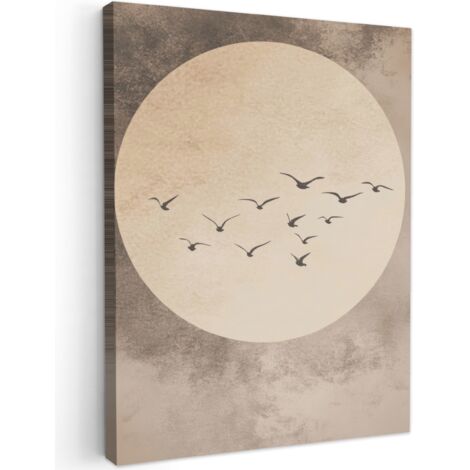 QUADRO SU TELA Uccello - Beige - Giapponese 60x80 cm