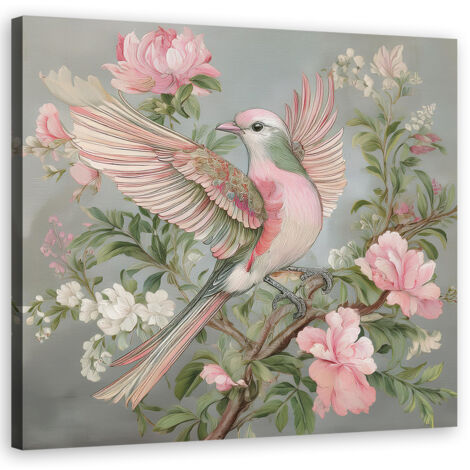 Quadro su tela, Uccello Shabby Chic - 60x60