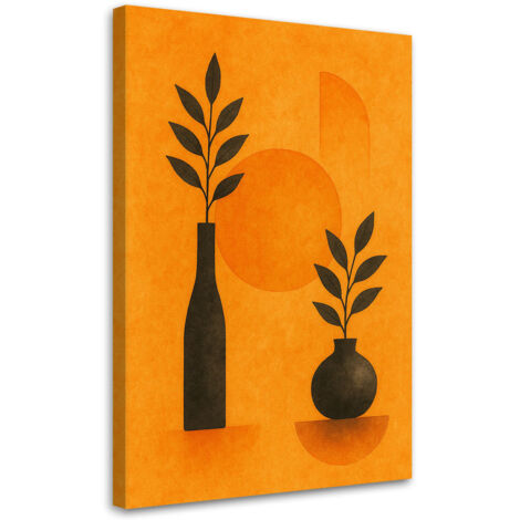 Quadro su tela, Vasi Natura Arancione Minimalismo Geometrico - 60x90