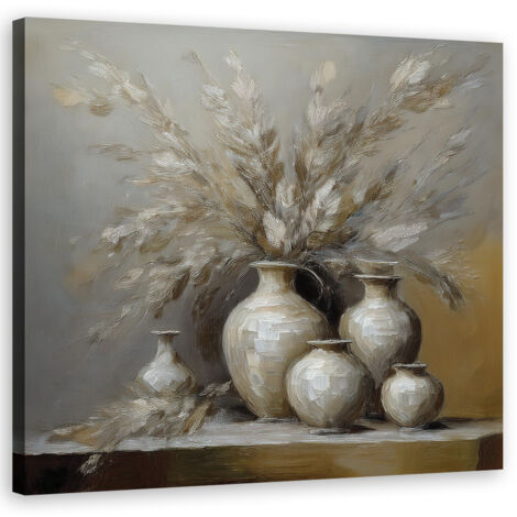Quadro su tela, Vaso di fiori natura morta - 40x40