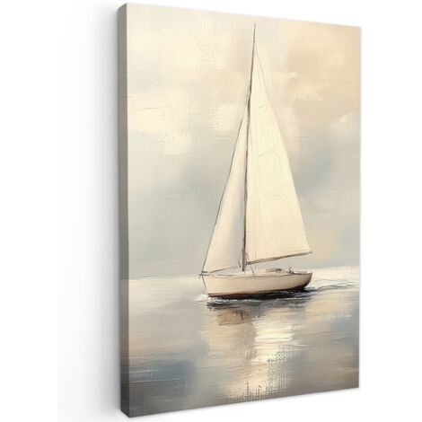 QUADRO SU TELA Veliero - Mare - Nuvoloso 20x30 cm