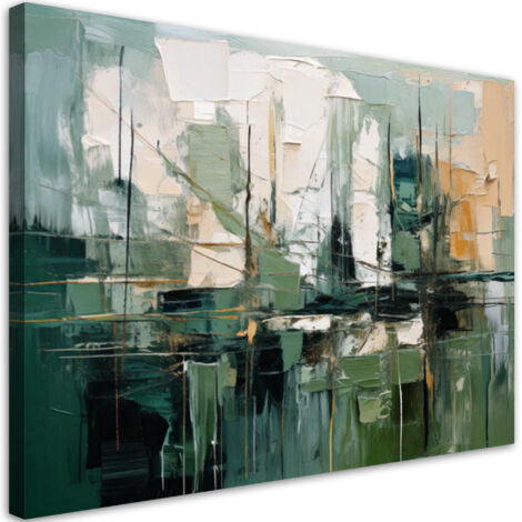 Quadro su tela, Verde beige grigio - 60x40
