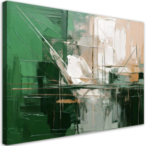 Quadro su tela, Verde e beige - 60x40