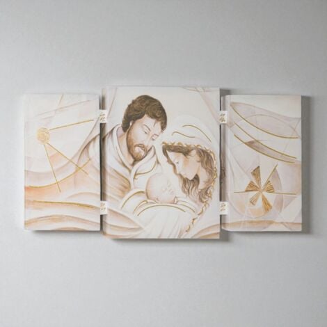 Quadro Moderno Sacra Famiglia 5 Pezzi 66x115 Cm | Stampe Su Legno | Made In Italy - Foto 9