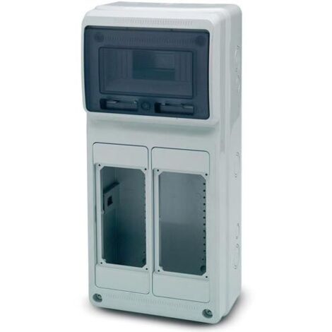 Quadro vuoto, 506x230x150mm, 8 moduli, 2 prese interbloccate, compatibile con prese serie 19 - Rosi 18.3008