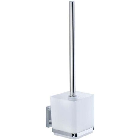 Quadro WC-Bürste mit austauschbarem Bürstenkopf, Vacuum-Loc®-Befestigungssystem ohne Bohren, repositionierbar, bis 33 kg, Edelstahl, 9,5 x 37 x 12,5 cm, verchromt