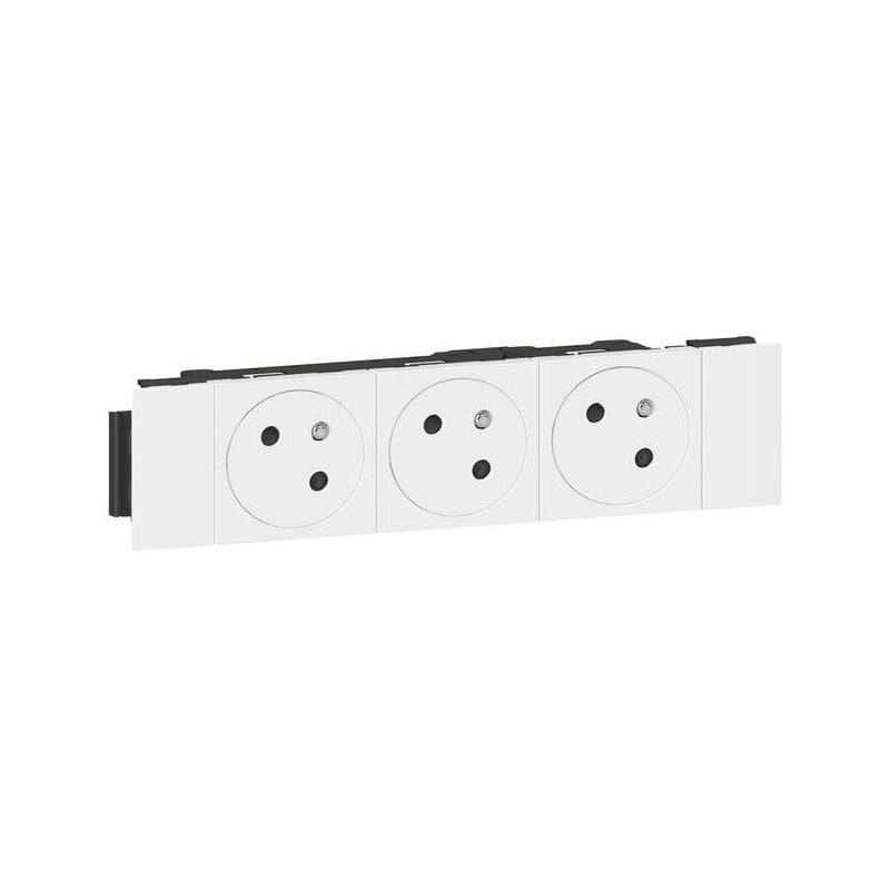Legrand - Triple prise de courant 2P+T Surface Soluclip pour goulotte Mosaic à clippage direct 6 modules blanc 077103L