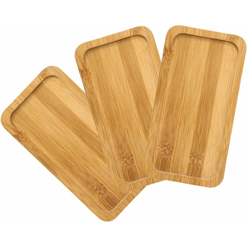 Qualité en Bambou Droit Plateau Durable de Taille Mini Plateau en Bambou Plateau en Bambou Collation Fruits Stable 3 Plateaux de Service