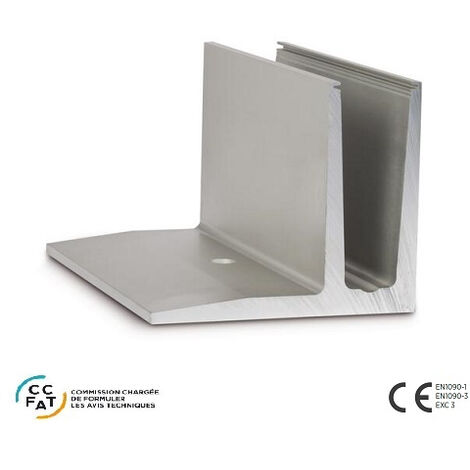 [QUALITE FRANCAISE] - Profil aluminium anodisé montage décalé sur dalle - Verre de 12,76 mm a 21,52 mm  Long 2500 mm  - DECO FER FORGE