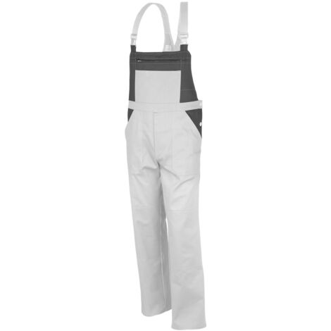 Qualitex  Latzhose basic 2-farbig, Größe: 50, Farbe: weiß/grau