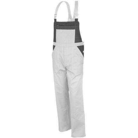 Qualitex Latzhose basic 2-farbig, Größe: 98, Farbe: weiß/grau