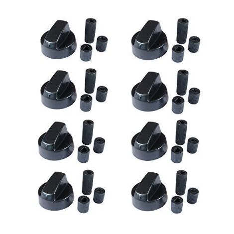 Qualtex Lot de 8 x boutons de commande noirs avec adaptateurs pour cuisinière New World et Belling