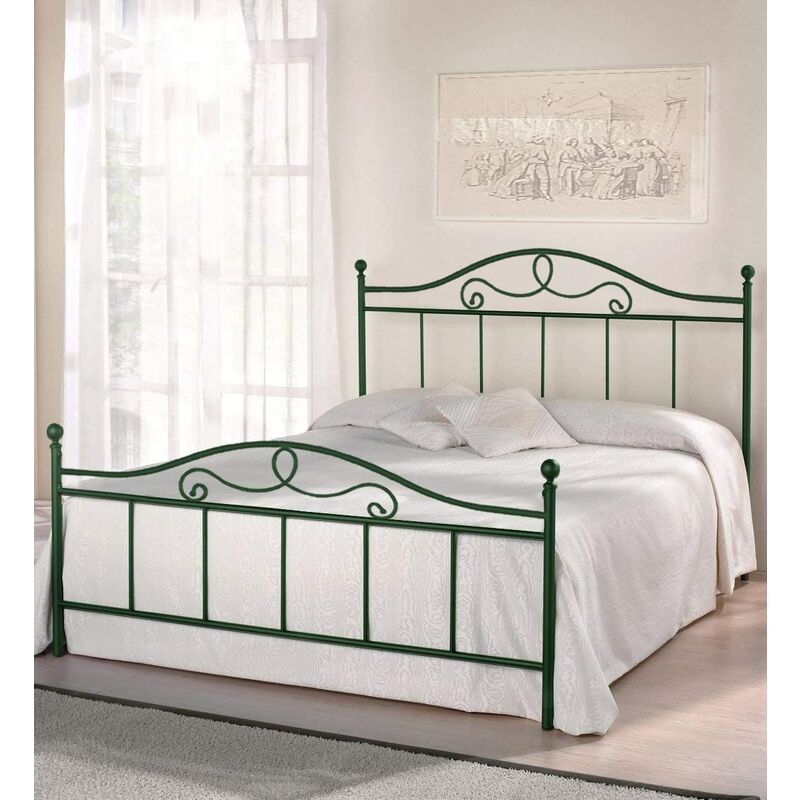 letto in ferro battuto moderno una piazza e mezza malta - made in italy vari colori da cm 120x190 artigianale verde - qualydorm