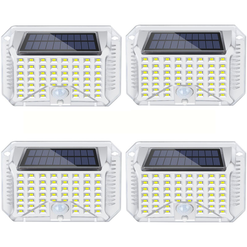 Lampes solaires pour usage extérieur, lampe solaire 90 LED, 120 ° super lumineuse avec capteur de mouvement, 3 modes, applique murale étanche IP65