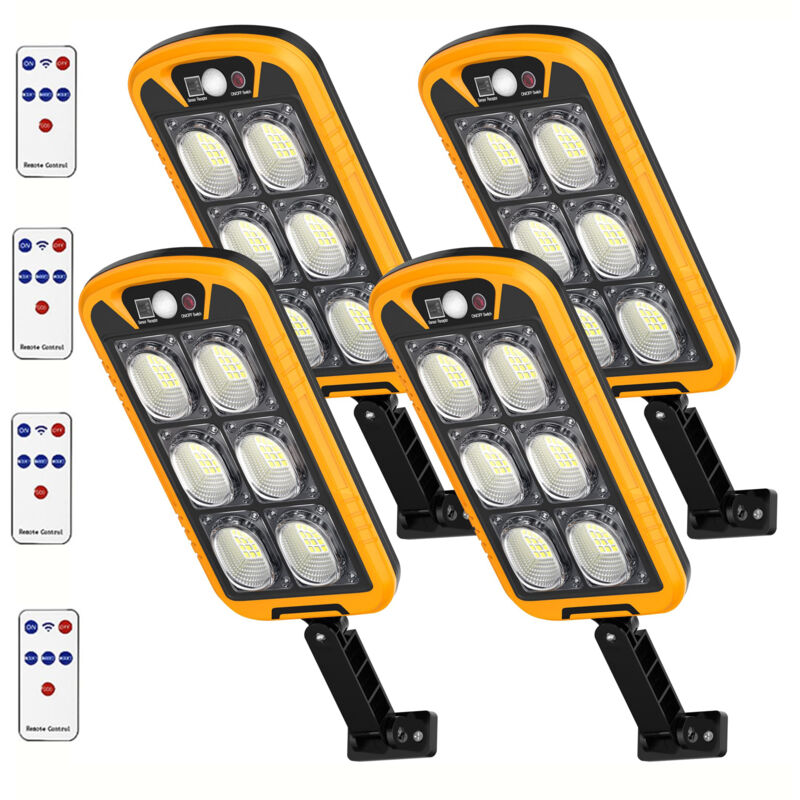 Luce solare da esterno 4 pezzi - Luce solare con sensore di movimento esterno 150COB, Luce solare da giardino impermeabile IP65, arancione