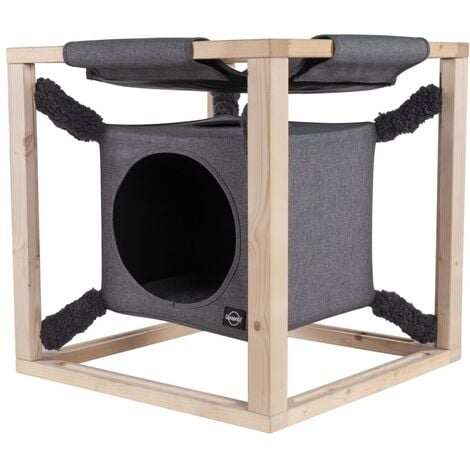 Quapas Lit pour chats avec hamac Catcube Gris M 54x54x54 cm Quapas
