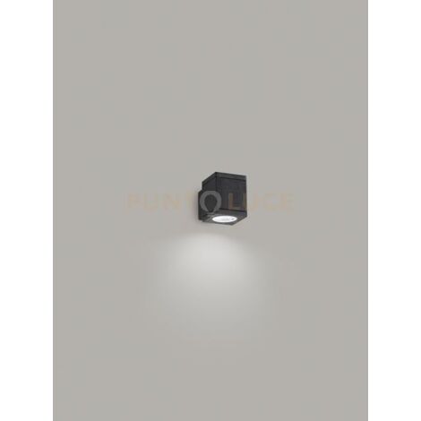 QUARONDO Applique alluminio quadrato colore grafite monoiemissione per esterni attacco GU10