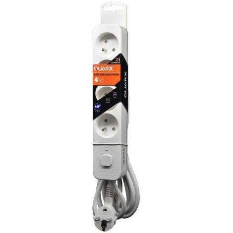 Quarx multiprise 4 prises 3 ports USB blanc gris clair