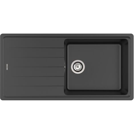 QUARZEX® évier monocuve réversible - ROCA Couleur : Noir - Dimensions : 1000x500x180 mm