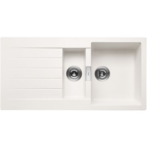 QUARZEX® Evier réversible 2 cuves - ROCA Couleur : Blanc