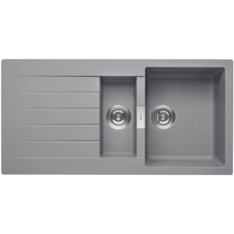 QUARZEX® Evier réversible 2 cuves - ROCA Couleur : Gris