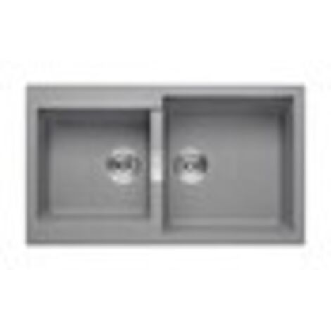 QUARZEX® Evier réversible 2 cuves - ROCA Couleur : Gris - Dimensions : 860x500x200 mm