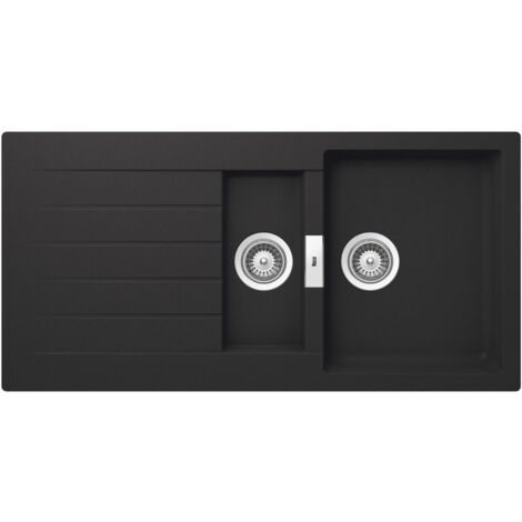 QUARZEX® Evier réversible 2 cuves - ROCA Couleur : Noir
