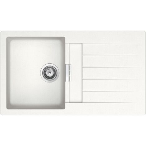 QUARZEX® OSLO Evier réversible 1 bac - ROCA Couleur : Blanc - Dimensions : 860x500x200 mm