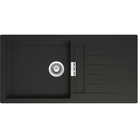 QUARZEX® OSLO Evier réversible 1 bac - ROCA Couleur : Noir - Dimensions : 1000x500x200 mm