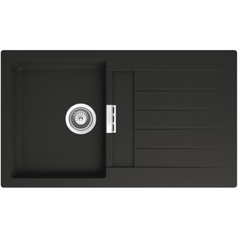 QUARZEX® OSLO Evier réversible 1 bac - ROCA Couleur : Noir - Dimensions : 860x500x200 mm