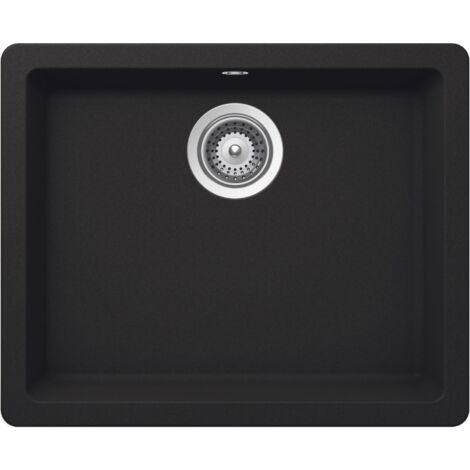 QUARZEX® RIGA Evier à 1 bac - ROCA Couleur : Noir - Dimensions : 550x430x200 mm