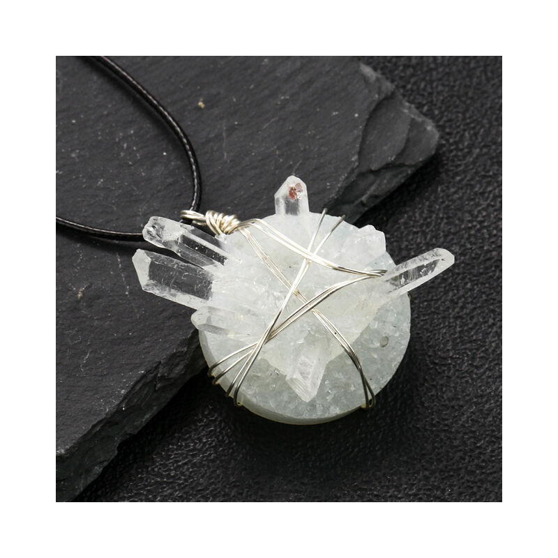 Quarzo bianco naturale cristallo Cluster pendente