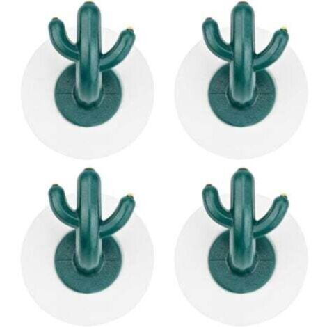 Quatre crochets adhésifs en forme de cactus, crochets porte-serviettes en plastique, crochets adhésifs étanches, crochets de porte muraux, adaptés pour suspendre manteaux et peignes.